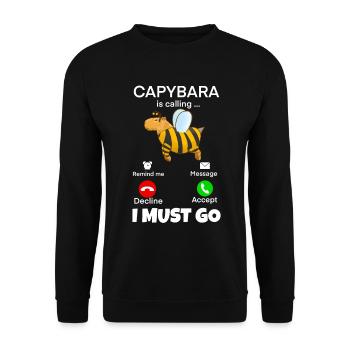 Capybara i must go - Unisex Pullover - Schwarz - Vorne - Alina (178cm) & Michal (187cm)