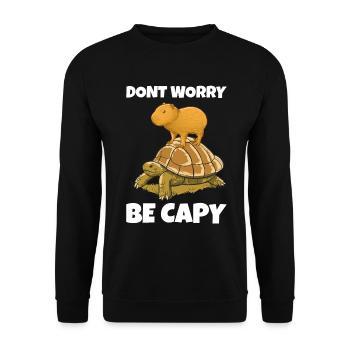 Capybara don't Worry be Capy - Unisex Sweatshirt - black - Front - Alina (178cm) & Michal (187cm)