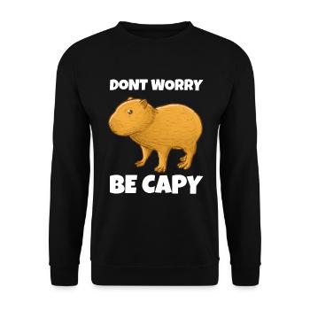 Capybara don't Worry be Capy - Unisex Sweatshirt - black - Front - Alina (178cm) & Michal (187cm)