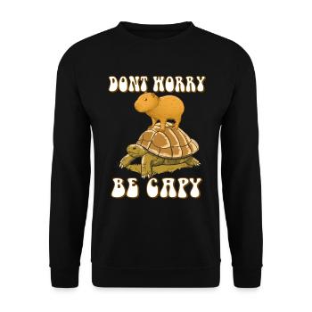 Capybara don't Worry be Capy - Unisex Sweatshirt - black - Front - Alina (178cm) & Michal (187cm)