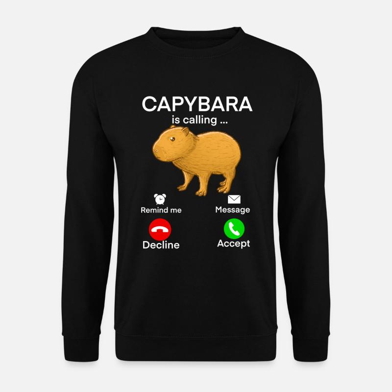 Capybara Baby Anruf - Unisex Pullover - Schwarz