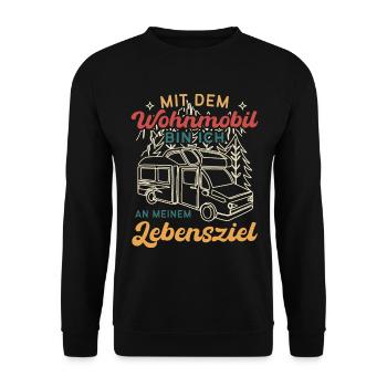 Womo Spruch Camping - Unisex Pullover - Schwarz - Vorne - Alina (178cm) & Michal (187cm)