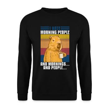 Capybara je déteste matin Les gens - Sweat-shirt Unisexe - noir - Devant - Alina (178cm) & Michal (187cm)