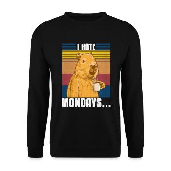 Capybara i hate Monday - Unisex Sweatshirt - black - Front - Alina (178cm) & Michal (187cm)