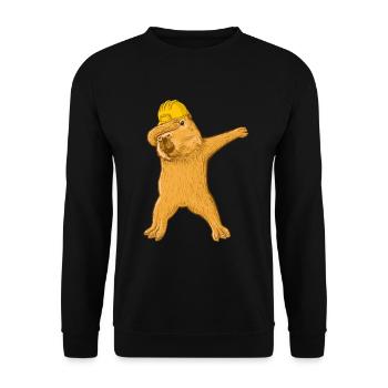 Dabbing Capybara with construction worker helmet - Unisex Sweatshirt - black - Front - Alina (178cm) & Michal (187cm)