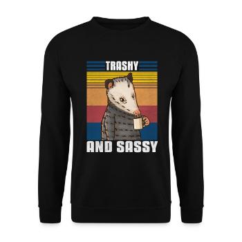 Opossum Kaffee - Unisex Pullover - Schwarz - Vorne - Alina (178cm) & Michal (187cm)