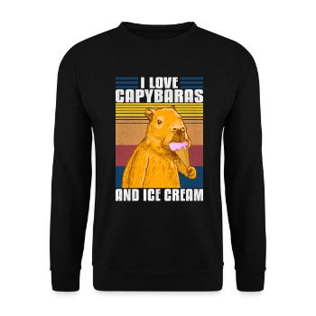 Ich Liebe Capybaras und Eis - Unisex Pullover - Schwarz - Vorne - Alina (178cm) & Michal (187cm)
