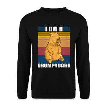 Grumpybara Fun Capybara - Unisex Sweatshirt - black - Front - Alina (178cm) & Michal (187cm)