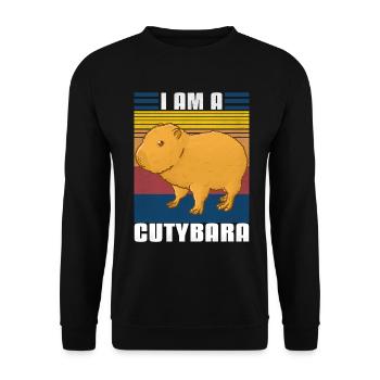 Süßes Capybara - Unisex Pullover - Schwarz - Vorne - Alina (178cm) & Michal (187cm)