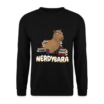 Capybara Nerdybara Bücher Lesen - Unisex Pullover - Schwarz - Vorne - Alina (178cm) & Michal (187cm)