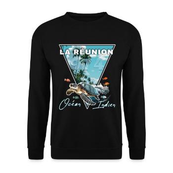 L'île de la Réunion 974 Océan Indien Cadeau - Sweat-shirt Unisexe - noir - Devant - Alina (178cm) & Michal (187cm)