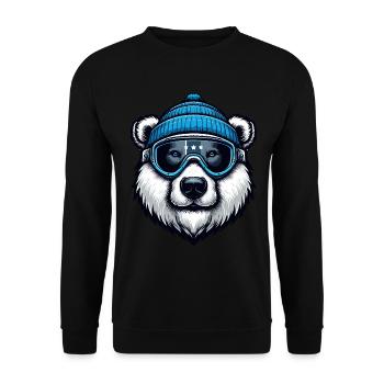 Ski Bear Polar Bear Ski Goggles Ski Holiday Winter Funny - Unisex Sweatshirt - black - Front - Alina (178cm) & Michal (187cm)