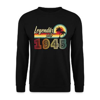 Legend in 1945 Retirement 80 Winter - Unisex Sweatshirt - black - Front - Alina (178cm) & Michal (187cm)