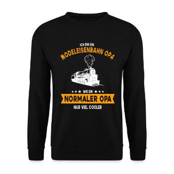 Opa Großvater Modeleisenbahn Modelbauer Geschenk - Unisex Pullover - Schwarz - Vorne - Alina (178cm) & Michal (187cm)