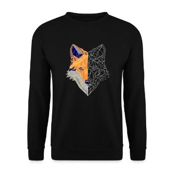 Polygon Fuchs Fox Zeichnung Geometrie - Unisex Pullover - Schwarz - Vorne - Alina (178cm) & Michal (187cm)