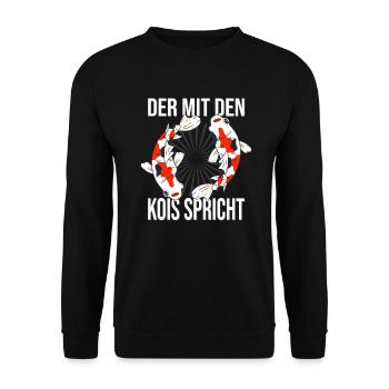 Koi Fisch Japanischer Koi Karpfen Koi Züchter - Unisex Pullover - Schwarz - Vorne - Alina (178cm) & Michal (187cm)