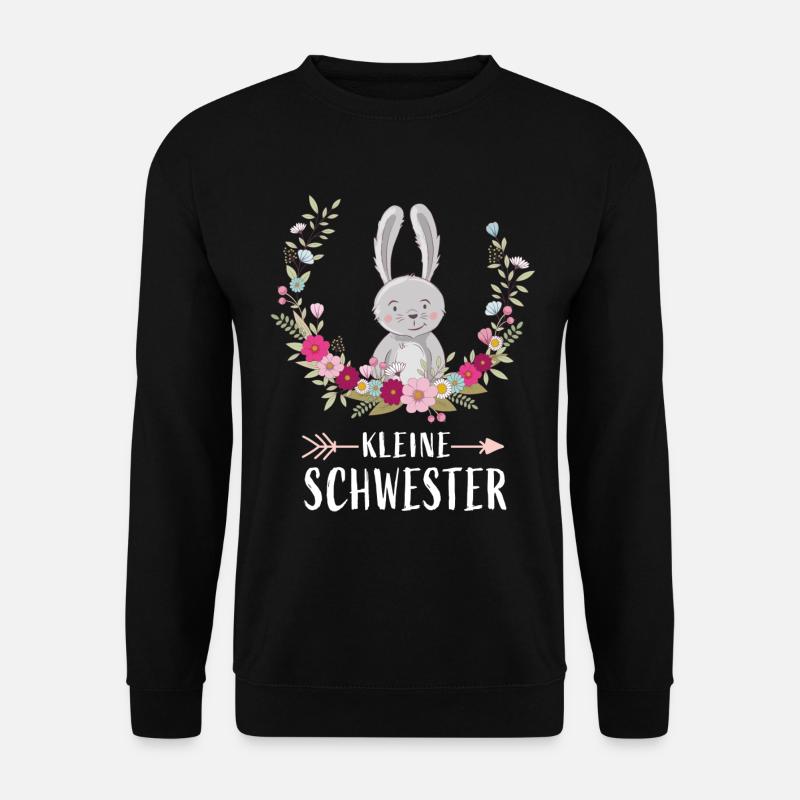 Kleine Schwester Hase Blumen Kranz Herz Geschenk - Unisex Pullover - Schwarz