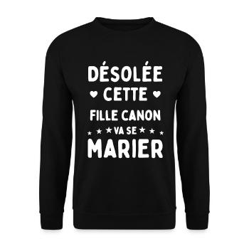 Désolée cette fille canon va se marier - Sweat-shirt Unisexe - noir - Devant - Alina (178cm) & Michal (187cm)