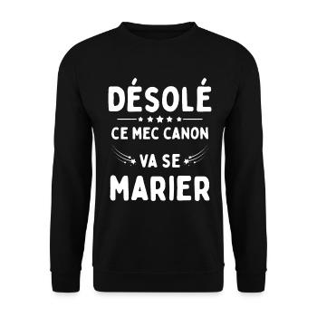 Ce mec canon se marie cadeau EVG Humour drôle - Sweat-shirt Unisexe - noir - Devant - Alina (178cm) & Michal (187cm)