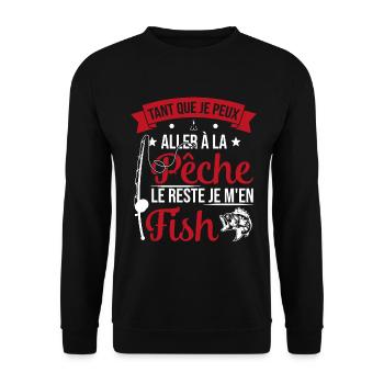 Si je peux aller à la pêche le reste je m'en fish - Sweat-shirt Unisexe - noir - Devant - Alina (178cm) & Michal (187cm)