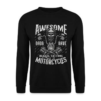 Biker-Väter haben Tattoos Bärte fahren Motorräder - Unisex Pullover - Schwarz - Vorne - Alina (178cm) & Michal (187cm)