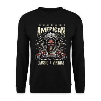 Vintage American Motorcycle Indian Old Motorbike - Unisex Sweatshirt - black - Front - Alina (178cm) & Michal (187cm)