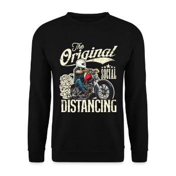 Le vintage original de la moto de distanciation sociale - Sweat-shirt Unisexe - noir - Devant - Alina (178cm) & Michal (187cm)