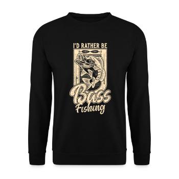 Ich wäre lieber Bass Fishing Funny Fisherman Angler - Unisex Pullover - Schwarz - Vorne - Alina (178cm) & Michal (187cm)