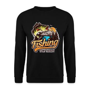 La pêche est ma thérapie Drôle de poisson pêcheur Cadeau - Sweat-shirt Unisexe - noir - Devant - Alina (178cm) & Michal (187cm)