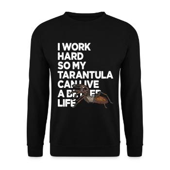Ich arbeite hart, damit meine Vogelspinne ein besseres Leben haben kann - Unisex Pullover - Schwarz - Vorne - Alina (178cm) & Michal (187cm)