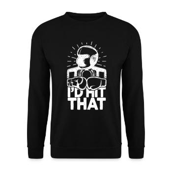 Ich würde diesen lustigen Box-Retro-Boxer treffen - Unisex Pullover - Schwarz - Vorne - Alina (178cm) & Michal (187cm)