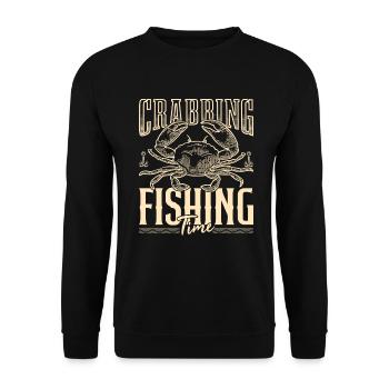 Krabbenzeit Angeln für Krabben Rockpool Fischer - Unisex Pullover - Schwarz - Vorne - Alina (178cm) & Michal (187cm)