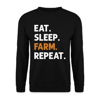 Eat Sleep Farm Wiederholen Sie lustiges Bauerngeschenk - Unisex Pullover - Schwarz - Vorne - Alina (178cm) & Michal (187cm)