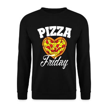Lustige Pizza Freitag Pizza Party Food Lovers - Unisex Pullover - Schwarz - Vorne - Alina (178cm) & Michal (187cm)