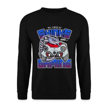 Blue Tongue Skink Lizard Propriétaire & Gaming Retro Game - Sweat-shirt Unisexe - noir - Devant - Alina (178cm) & Michal (187cm)