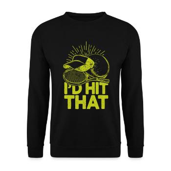 I'd Hit That Funny Tennis Retro Tennis Player - Unisex Sweatshirt - black - Front - Alina (178cm) & Michal (187cm)