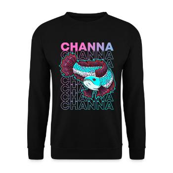 Channa 80's Style Snakehead Monster Fish Keeper - Unisex Sweatshirt - black - Front - Alina (178cm) & Michal (187cm)