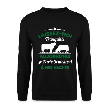Je parle Seulement à Mes Vaches - Sweat-shirt Unisexe - noir - Devant - Alina (178cm) & Michal (187cm)