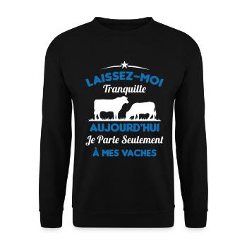 Je parle Seulement à Mes Vaches - Sweat-shirt Unisexe - noir - Devant - Alina (178cm) & Michal (187cm)