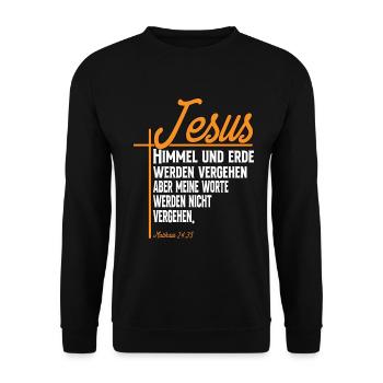 Himmel Und Erde Werden Vergehen Matthäus 24:35 - Unisex Pullover - Schwarz - Vorne - Alina (178cm) & Michal (187cm)