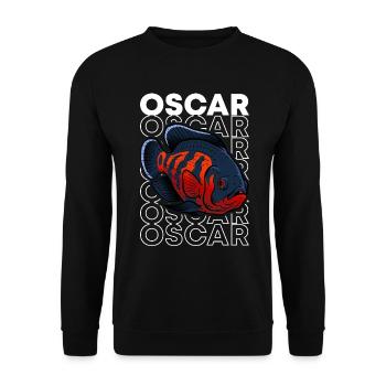 Oscar Fish 80's Style Monster Fischhüter - Unisex Pullover - Schwarz - Vorne - Alina (178cm) & Michal (187cm)