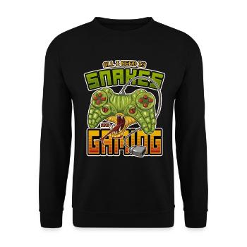Tout ce dont j’ai besoin, c’est de serpents et de jeux snake jeu vidéo - Sweat-shirt Unisexe - noir - Devant - Alina (178cm) & Michal (187cm)