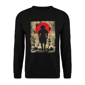 Schwertkämpfer Krieger Japanischer Samurai - Unisex Pullover - Schwarz - Vorne - Alina (178cm) & Michal (187cm)
