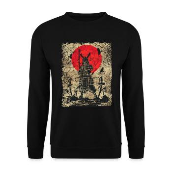 Schwertkämpfer Krieger Japanischer Samurai - Unisex Pullover - Schwarz - Vorne - Alina (178cm) & Michal (187cm)