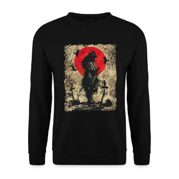 Schwertkämpfer Krieger Japanischer Samurai - Unisex Pullover - Schwarz - Vorne - Alina (178cm) & Michal (187cm)