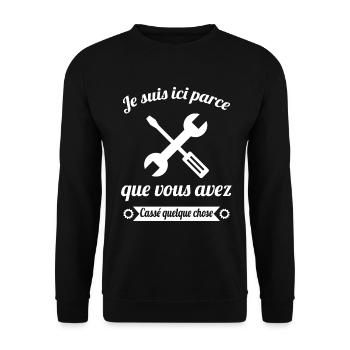 Humour Mécanicien Mécano Mécanique Auto Garagiste - Sweat-shirt Unisexe - noir - Devant - Alina (178cm) & Michal (187cm)