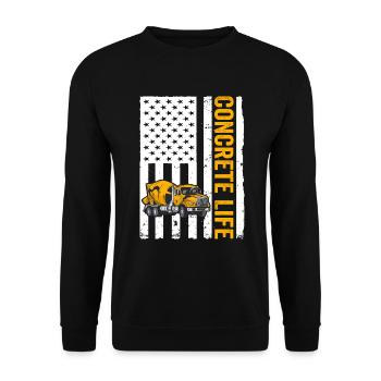 Concrete Paved Concrete Life US-flagge Beton - Unisex Sweatshirt - black - Front - Alina (178cm) & Michal (187cm)