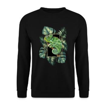 Caméléon voilé Jungle Motif Caméléon Tropical - Sweat-shirt Unisexe - noir - Devant - Alina (178cm) & Michal (187cm)