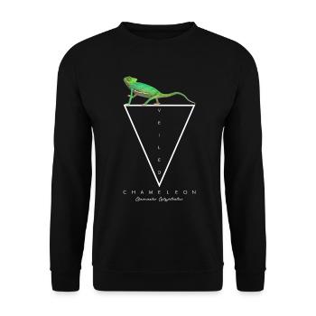 Verschleierter Chamäleon Geometrischer Reptilienhalter - Unisex Pullover - Schwarz - Vorne - Alina (178cm) & Michal (187cm)