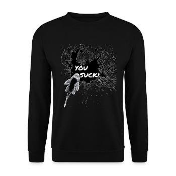 You Suck Pleco Keeper Sucker Fish Design - Unisex Sweatshirt - black - Front - Alina (178cm) & Michal (187cm)